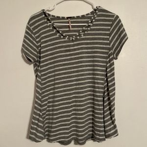 Medium grey and white striped t-shirt